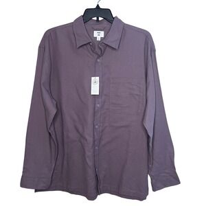 NEW Macy's MODE OF ONE Mens Purple Cotton Button Down Long Sleeve Shirt XL